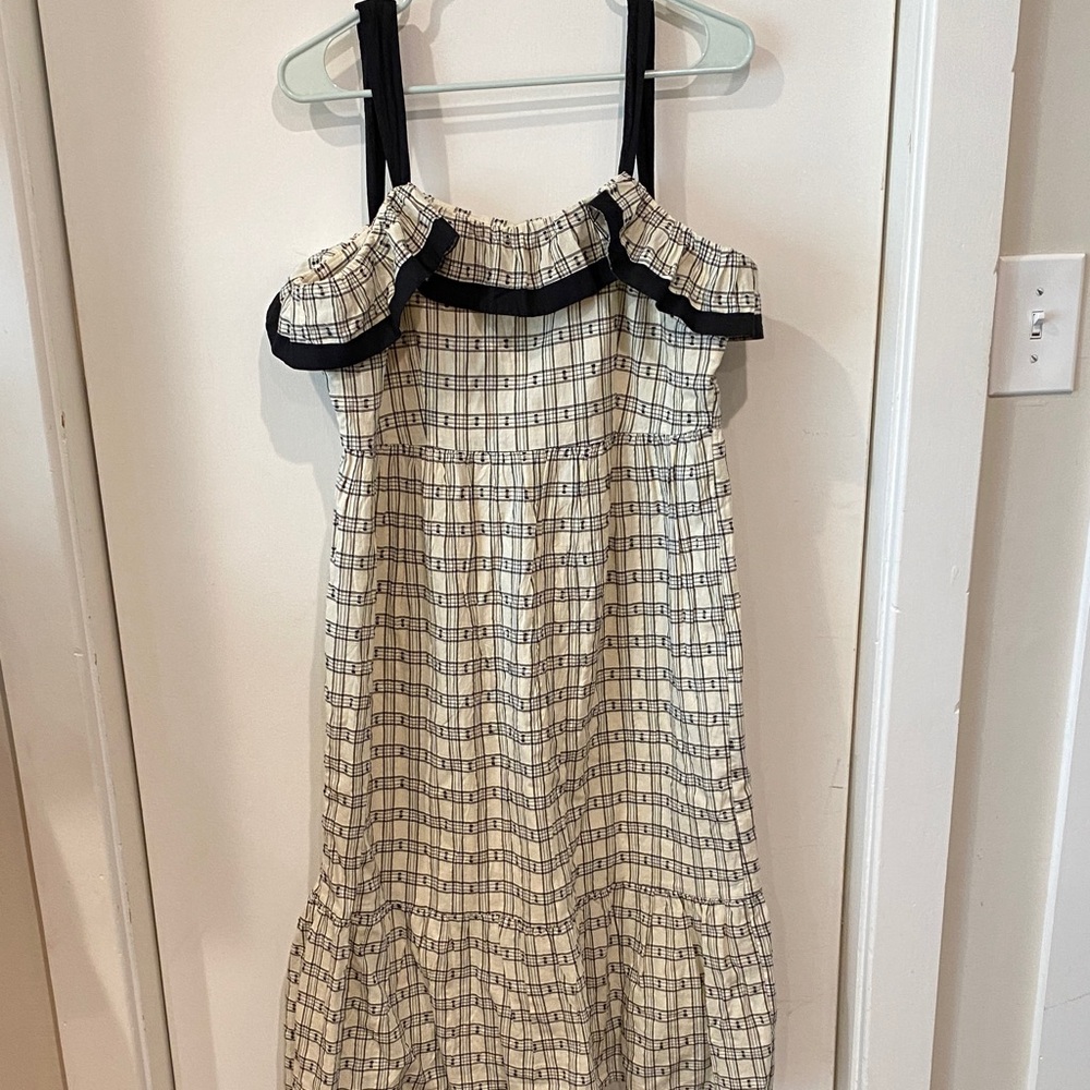 NWT LOFT Black and Cream Plaid Dress-broken zipper